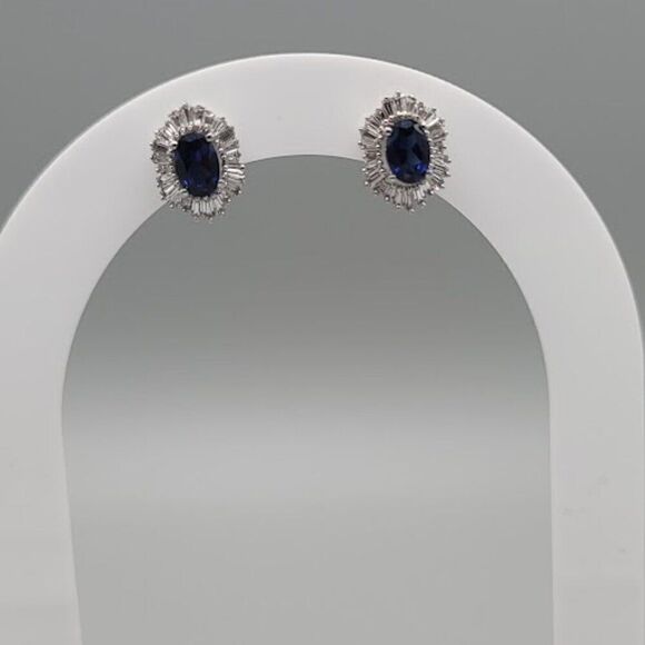Blue Stone Stud Earrings - Picture 1 of 5